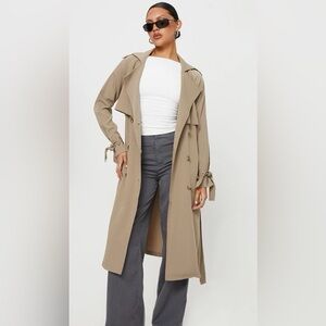 Princess Polly Taupe Longline Trench Coat